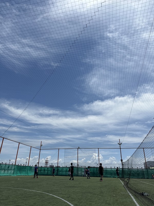 試合前のアップ中