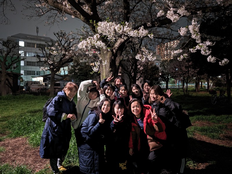 練習後の夜桜🌸最高(^^)