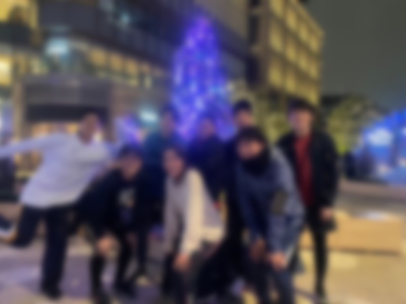 ライトアップした皇居にて