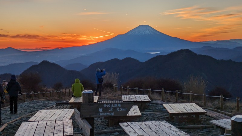 蛭が岳山頂からの富士山夕景