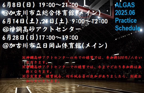 2025年6月 練習日程