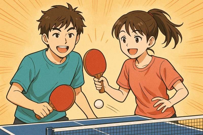 混合ダブルス試合の練習もします