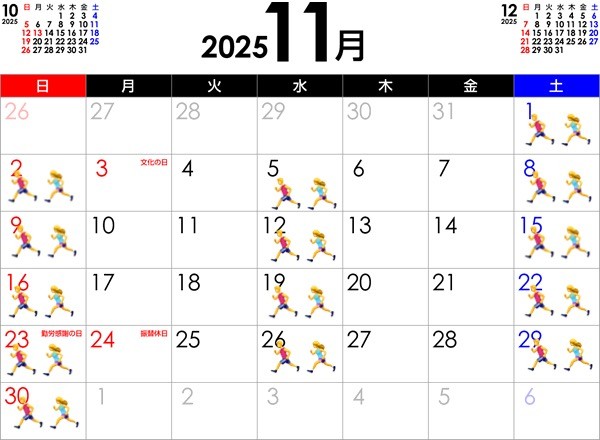 11月ランニングスケジュール