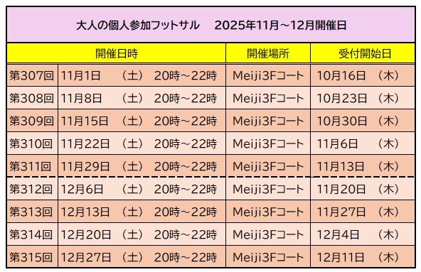 2025年11〜12月開催日