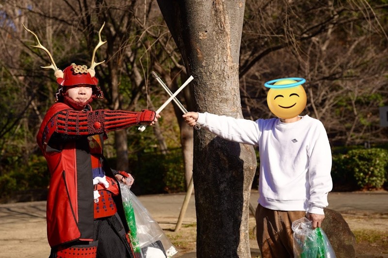 ごみ拾いの記念撮影