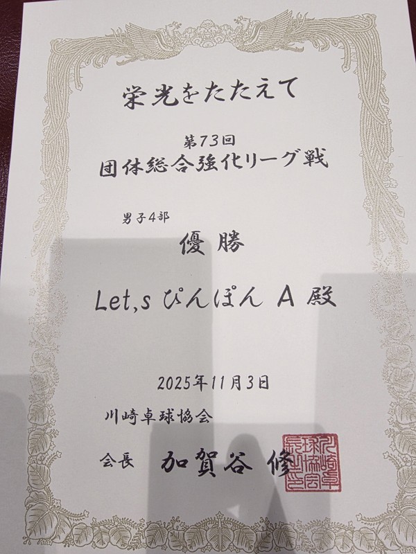 団体戦優勝