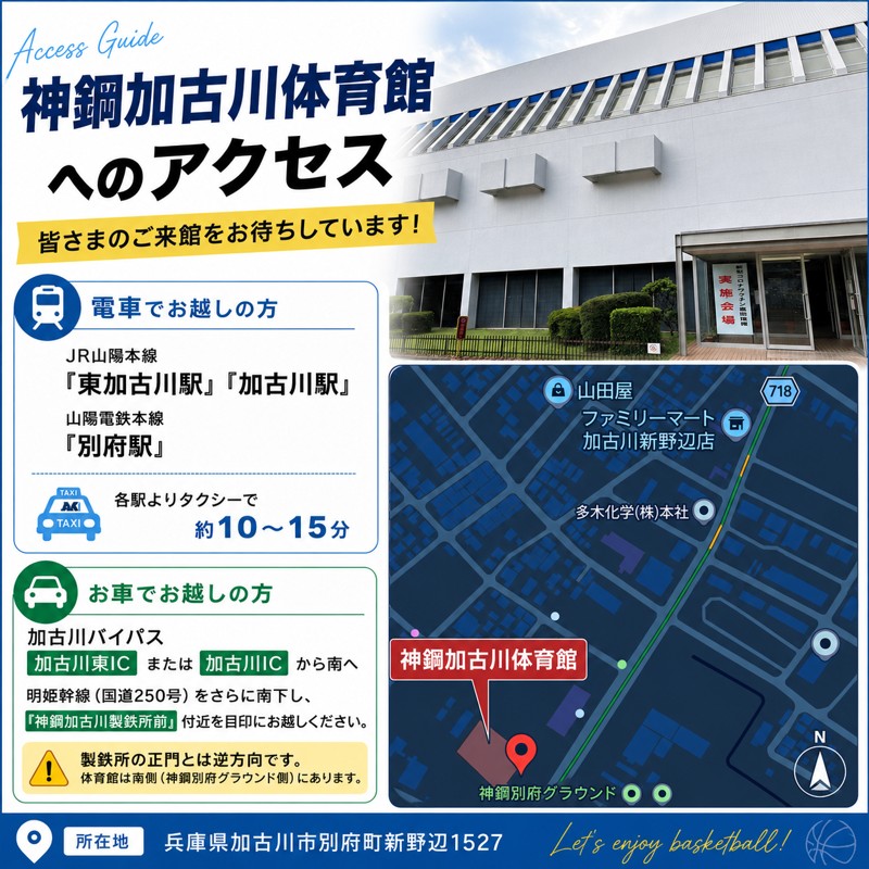 神鋼加古川体育館へのアクセス