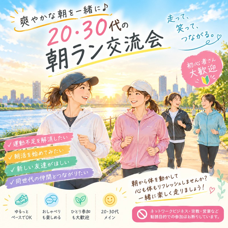 ＼朝の一歩が、新しい出会いに！／爽やかな一日を一緒に楽しむ朝ランサークル🏃‍♀️☀️